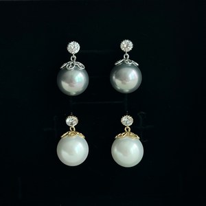 왕진주 14mm 꽃캡 딸랑이 귀걸이 Princess 14mm Drop Pearl Earring (Silver 925)