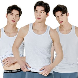BYC 남성 부드러운 컬러 민소매 런닝 3매