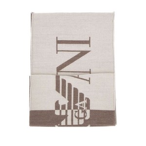 엠포리오아르마니 투톤 로고 프린지 스카프