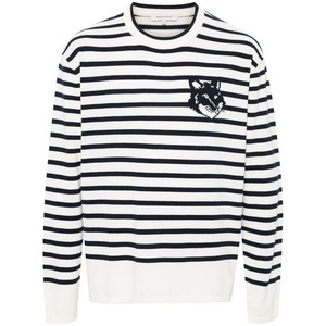 메종키츠네 폭스 모티프 코튼 스웨터, 블루계열+화이트계열, Standard L(KR 105)