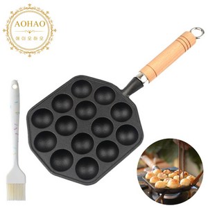 AOHAO 타코야키팬+오일 브러시 세트, 37cm, 1세트