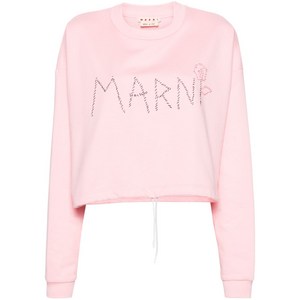 마르니 로고 자수 크롭 스웨트셔츠