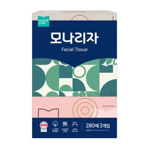 모나리자 천연펄프 미용티슈 2겹, 280개입, 3개
