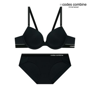 [브라1+팬티2 세트] 아스킨 톤온톤 아웃밴드 브라 팬티 세트_블랙