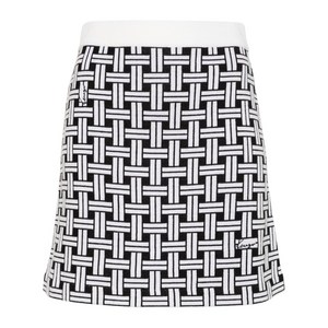 겐조 자카드 패턴 미니 스커트, 화이트계열+블랙계열, Standard S
