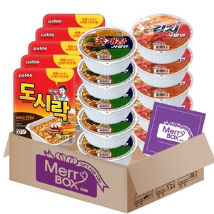 메리박스 컵라면세트 3종 15개 (육개장사발면+김치사발면+팔도 도시락)+메세지카드
