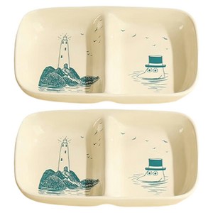 StarR 무민 2단 나눔 접시, 라이트 하우스, 2개