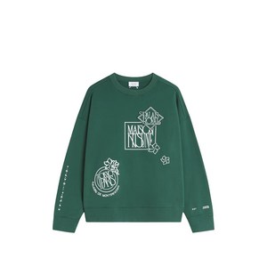 메종키츠네 아르누보 스탬프 아플리케 크루 넥 스웨터, 그린계열, Standard S(KR 95)
