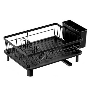 Tiger Pavilion 배수 식기건조대 수저통 포함, 블랙, 1단, 1개
