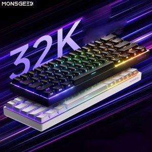 [청이스토어] MONSGEEK FUN60/FUN60 Po/ FUN60 MAX/FUN60 Ulta시리즈 마그네틱 무선 게이밍 기계식 키보드 유선8k 61키배열 RGB 게임 전용, 현광마그네틱축-블랙(측각), FUN60PRO유선8K-리본없음