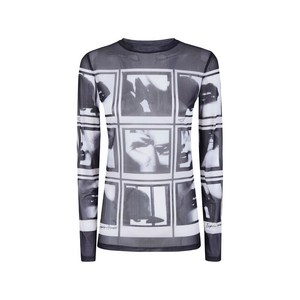 엠포리오아르마니 포토 그래픽 프린트 긴소매 티셔츠, 화이트계열+블랙계열, Standard L(KR 77)