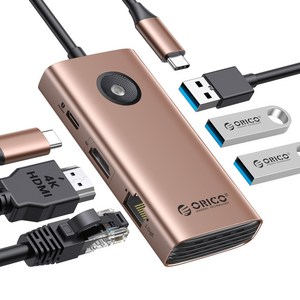 오리코 C타입 6IN1 멀티포트 허브 PD100W 충전 HDMI 4K 기가비트 이더넷 PW11-6PR