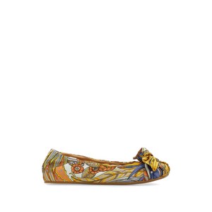 페라가모 보우 장식 발레리나 플랫, US width 7C, 옐로우계열+오렌지계열