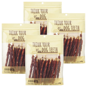 띵크유어도그티 강아지 딩고껌 스틱형 24P, 혼합맛(오리/우유), 240g, 4개