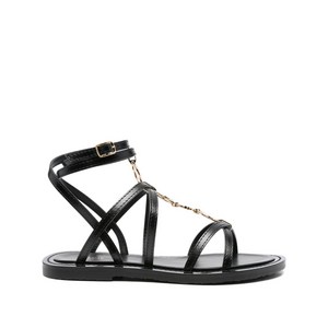 셀린느 우븐 레더 체인 장식 샌들, IT 37(KR 240), 블랙계열