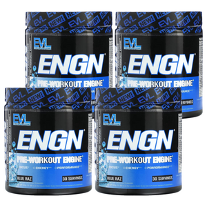EVLUTIONNUTRITION ENGN 프리-워크아웃 엔진 블루 라즈 맛, 312g, 4개