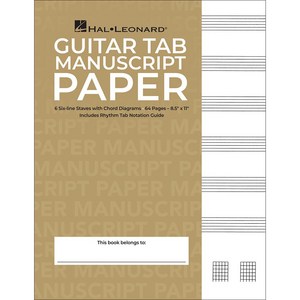 기타 타브악보 오선노트 Guitar Tablature Manuscript Paper Standard Hal Leonard 할 레오나드 Made in USA, 1개