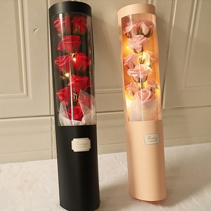 룸시드 조화 LED 비누꽃부케 9송이 장미 비누꽃다발, 비누꽃다발 크림화이트, 1개