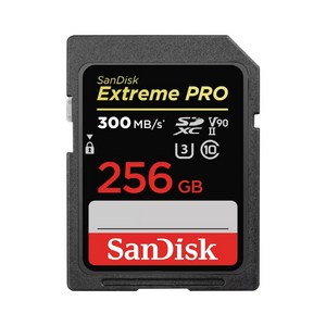 샌디스크 카메라 전문가용 4K촬영 익스트림 프로 SD 카드 (300MB/s V90) 256GB / uhs-ii