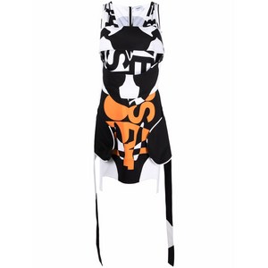 버버리 패널 그래픽 프린트 미니 드레스, 블랙계열+화이트계열, UK 6(KR 44-55)