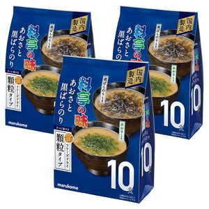 마루코메 대용량 동결건조된 과립 미소국 아오사 + 쿠로바라노리 맛 10개입, 60g, 3개
