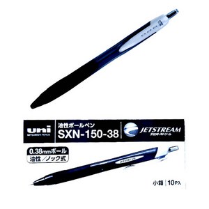 유니 제트스트림 볼펜 0.38mm, 블랙, 10개입