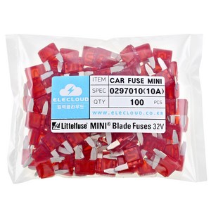 미니 카휴즈 자동차용 퓨즈 리틀휴즈 소형 블레이드휴즈 ATM DC 32V Ca Fuse Littelfuse Mini Auto Blade Fuse, 10개, 미니 10A