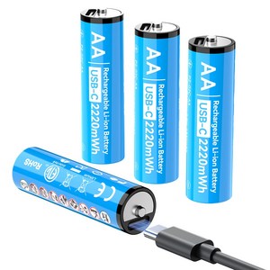 에네곤파워 AA 충전지 C타입 충전식 건전지 USB-C 충전지 장난감용 리모컨용 + 케이블, 4개