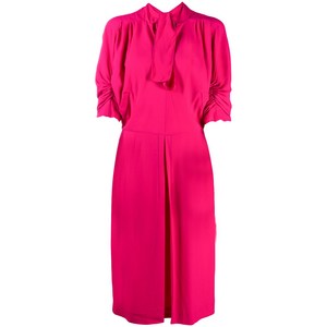 마르니 주름 소매 타이 넥 드레스