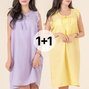 여성 지지미 잔체크 셔링나시원피스
