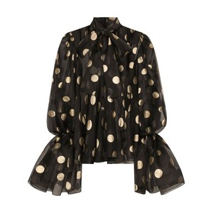 돌체앤가바나 러플 커프 블라우스, 블랙계열+화이트계열, Italy 40(KR 44)
