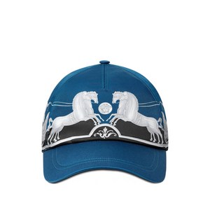 베르사체 홀스 프린트 베이스볼 캡 모자, cm 60, 블루계열