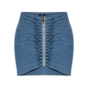 발망 주름 지퍼 미니 스커트, 블루계열, France 40(KR 66)