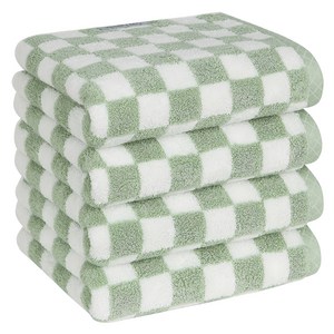 기라로쉬 프리미엄 선염라인 타올 200g 40수 코마사, 체크그린, 4개