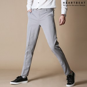 하트비트 레번티 뒷밴딩 슬렉스 슬림 스트레이트핏 무지 정장 팬츠 사계절 신사 바지 10부 댄디 남자 빅사이즈 단체복