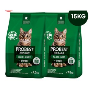 프로베스트 고양이 그린 전연령 기능성 사료, 헤어볼+장건강, 15kg, 1개