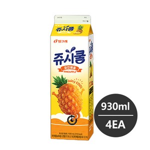 빙그레 쥬시쿨 파인애플 930ml 4개 냉장배송