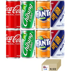 맥콜190ml(15캔)+코카콜라190ml(15캔)+환타오렌지190ml(15캔)+칠성사이다190ml(15캔) 총60캔 안전박스포장, 1세트