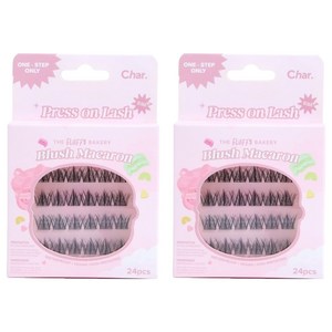 Char 핸드메이드 더 플러피 베이커리 블러시 마카롱 인조 속눈썹, 블랙, 2개