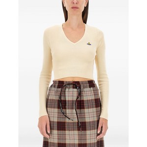 비비안웨스트우드 V넥 로고 자수 스웨터