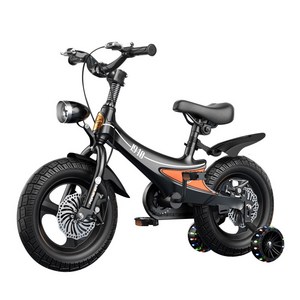 어린이 네발 자전거 더블 디스크 브레이크 (95% 설치), 1개, 93cm, 블랙