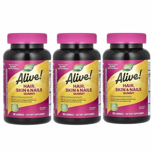 네이쳐스웨이 얼라이브! 헤어 스킨 & 네일 구미, 60정, 3개