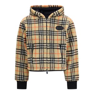 버버리 체크 패턴 후드 재킷, 베이지계열+블랙계열, Mid standard M