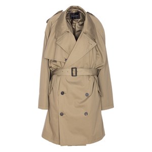 발렌시아가 드레이프 넥 더블 브레스티드 트렌치코트