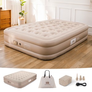 TANSTRIDER 에어침대 에어매트내장형 실내 캠핑 자충매트 높이40cm 휴대용 펌프베드 자동펌프 내장형 높이40cm 휴대용 캠핑 에어베드 매트리스 에어펌프 내장 캠핑 에어매트