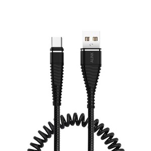 에이링크 C타입 고속충전 케이블 스프링 SPR-C-1, 스프링 USB (C타입) 케이블(블랙), 1개