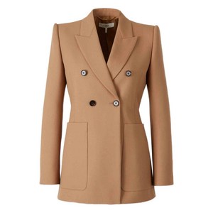 끌로에 피크드 라펠 버튼 울 블레이저