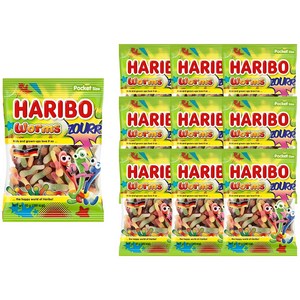 하리보 웜즈 사우어 젤리, 80g, 10개