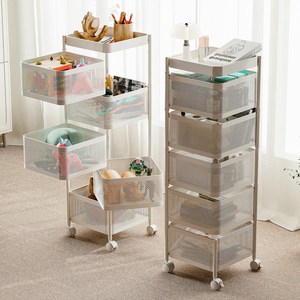 라즈웰 이동식 트롤리 수납함 회전 철제 수납장