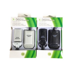 xbox360 배터리팩 충전기 컨트롤러 패드 배터리 건전지 커버 4800mAh 2pcs, 화이트, 2개